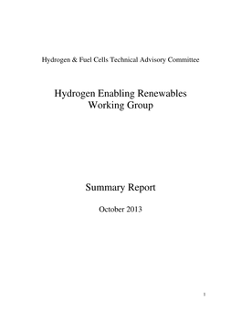 Hydrogen Enabling Renewables Working Group Summary Report