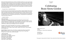 Celebrating Beate Sirota Gordon