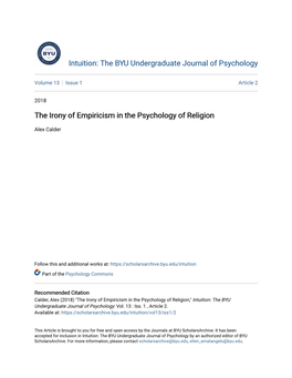 The Irony of Empiricism in the Psychology of Religion