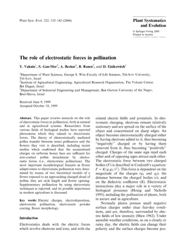 The Role of Electrostatic Forces in Pollination