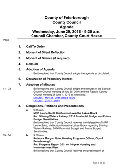 County Council Agenda Wednesday, June 29, 2016 - 9:30 A.M