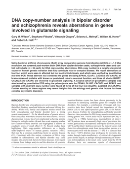 DNA Copy-Number Analysis in Bipolar Disorder and Schizophrenia Reveals Aberrations in Genes Involved in Glutamate Signaling