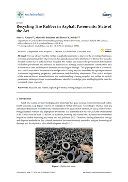 Recycling Tire Rubber in Asphalt Pavements: State of The