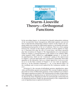 Sturm Liouville Theory Orthogonal Functions