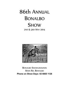 86Th ANNUAL BONALBO SHOW 2ND & 3RD MAY 2014