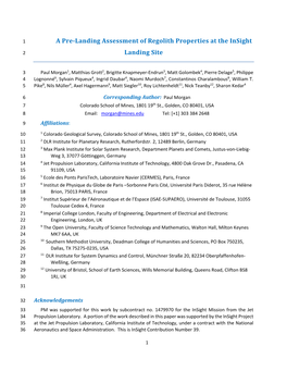 A Pre-Landing Assessment of Regolith Properties at The