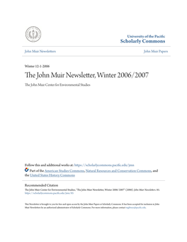 The John Muir Newsletter, Winter 2006/2007