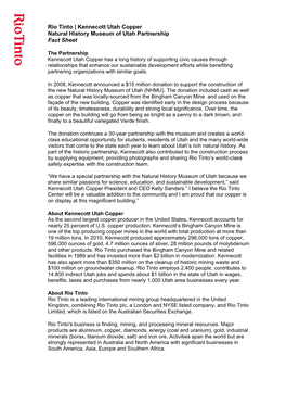 Rio Tinto Partnership Fact Sheet