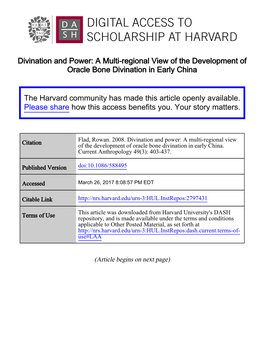 A Multi-Regional View of the Development of Oracle Bone Divination in Early China