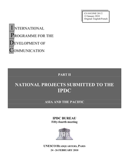 National Projects Submitted to the Ipdc