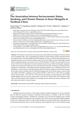 The Association Between Socioeconomic Status, Smoking, and Chronic Disease in Inner Mongolia in Northern China