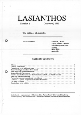 LASIANTHOS Number 1, October 6, 1993