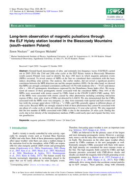 Long-Term Observation of Magnetic Pulsations Through the ELF Hylaty Station Located in the Bieszczady Mountains (South–Eastern Poland)