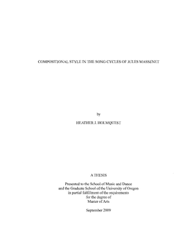 Compositional Style in the Song Cycles of Jules Massenet