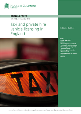 Taxi and Private Hire Vehicle Licensing in England