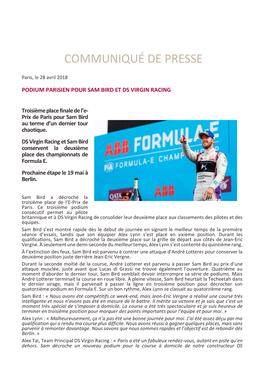 Communiqué De Presse