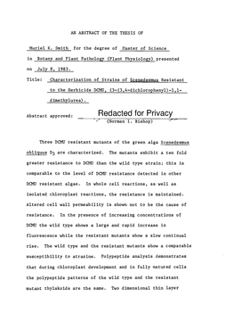 Characterization of Strains of Scenedesmus Resistant to the Herbicide DCMU, (3-(3,4-Dichloropheny1)-1,1-Dimethylurea)