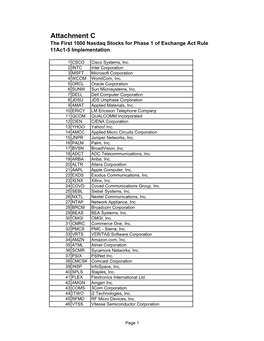 Attachment C the First 1000 Nasdaq Stocks for Phase 1 of Exchange Act Rule 11Ac1-5 Implementation