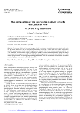 The Composition of the Interstellar Medium Towards the Lockman Hole