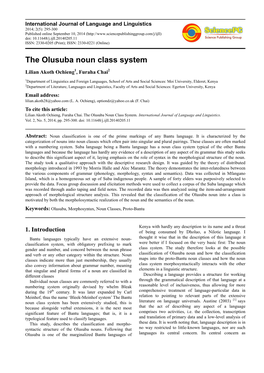 The Olusuba Noun Class System