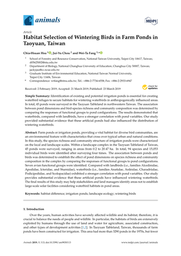 Habitat Selection of Wintering Birds in Farm Ponds in Taoyuan, Taiwan