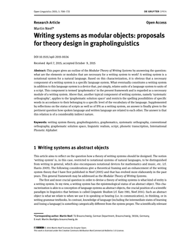 Writing Systems As Modular Objects: Proposals for Theory Design in Grapholinguistics