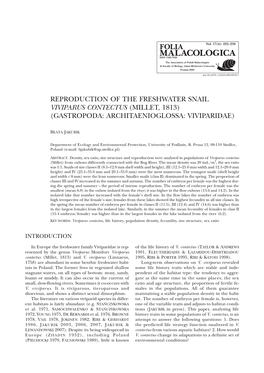 Viviparus Contectus (Millet, 1813) (Gastropoda: Architaenioglossa: Viviparidae)