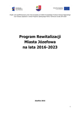 Program Rewitalizacji Miasta Józefowa Na Lata 2016-2023