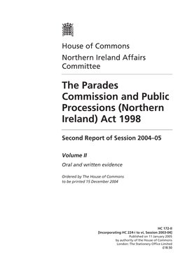 The Parades Commission and Public Processions (Northern Ireland) Act 1998