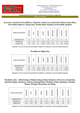 Krzewiny, Grabowa Góra, Blizawy, Mątasek, Ciemny Las, Jeżewnica, Rybno, Stara Huta, Nowa Huta, Dębowe, Zamczyska, Średnia Huta, Kuźnica, Przewodnik, Rynków