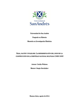 Raza, Nación Y Folklore. La Representación Del Indio En La