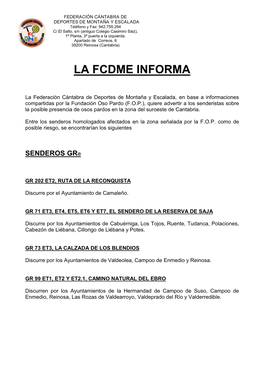 La Fcdme Informa