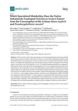 Which Specialized Metabolites Does the Native Subantarctic Gastropod