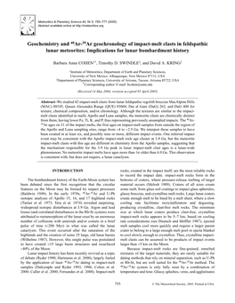 Geochemistry and 40Ar-39Ar Geochronology of Impact-Melt Clasts in Feldspathic Lunar Meteorites: Implications for Lunar Bombardment History