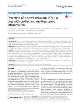 Detection of a Novel Circovirus PCV3 in Pigs with Cardiac and Multi