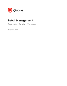 Qualys Patch Management Supported Product Versions