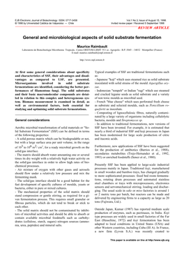 General and Microbiological Aspects of Solid Substrate Fermentation