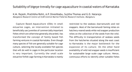 Suitability of Bigeye Trevally for Cage Aquaculture in Coastal Waters of Karnataka