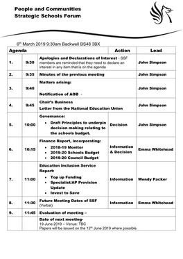 People and Communities Strategic Schools Forum