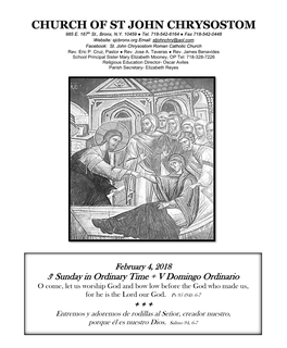 5H Sunday in Ordinary Time + V Domingo Ordinario O Come, Let Us Worship God and Bow Low Before the God Who Made Us, for He Is the Lord Our God