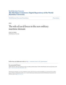 The Role of Naval Forces in the Non-Military Maritime Domain