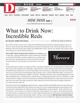 What to Drink Now: Incredible Reds by HAYLEY HAMILTON COGILL | OCT 10, 2011 at 9:04 AM | POSTED in WINE & SPIRITS