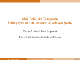 BBN–ANG–183 Typography Setting Type on a Pc, Onscreen & Web Typography