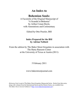 Bohemian Souls: a Facsimile of the Original Manuscript of “A Scandal in Bohemia” by Arthur Conan Doyle, with Annotations and Commentary