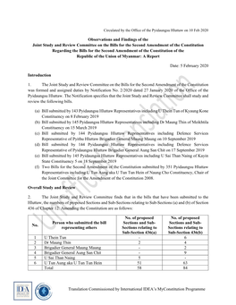 Myanmar: Observations and Findings of the Joint Study