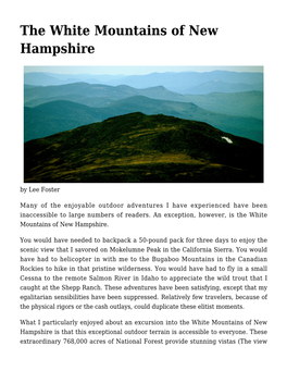 The White Mountains of New Hampshire