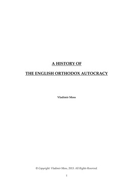 A History of the English Orthodox