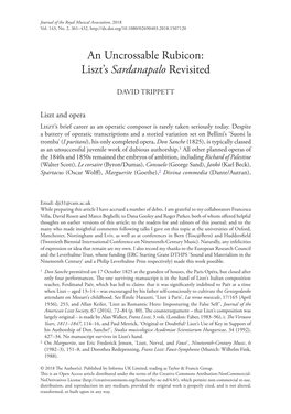 An Uncrossable Rubicon: Liszt's Sardanapalo Revisited