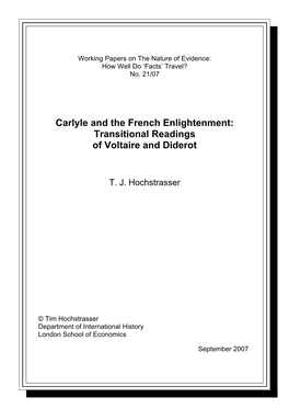 Transitional Readings of Voltaire and Diderot