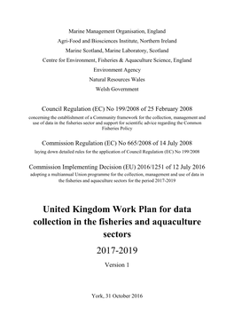 United Kingdom Work Plan for Data Collection in the Fisheries and Aquaculture Sectors 2017-2019